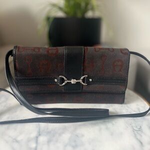 Etienne Aigner Black and Brown Patterned Crossbody bag